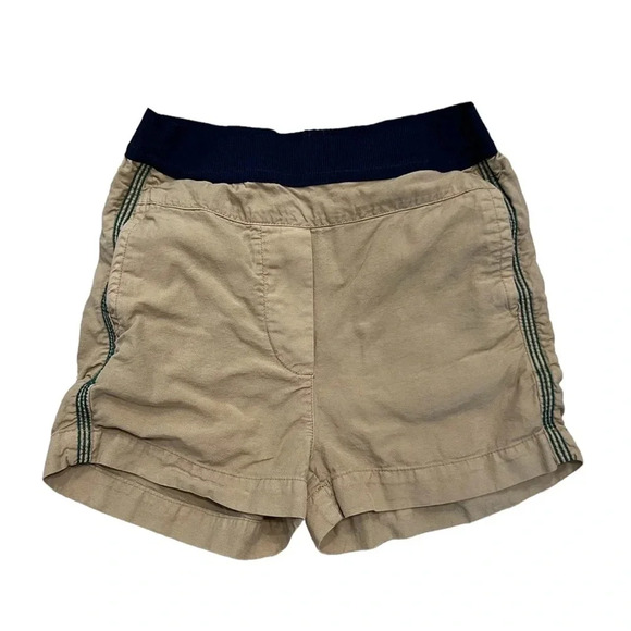 Bellerose Khaki Shorts with Green Side Stripe - Picture 1 of 7